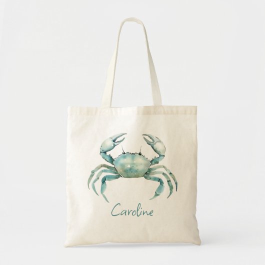 Coastal Watercolor Crab Personalized Tote Bag (Voorkant)