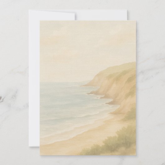 Coastal Watercolor Destination Wedding  Kaart (Achterkant)