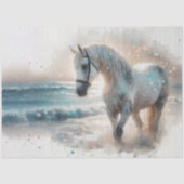 Coastal Watercolor Horse On Beach Decoupage Tissuepapier (Voorkant)