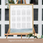 Coastal Watercolor Ocean Printable Seating Chart Poster