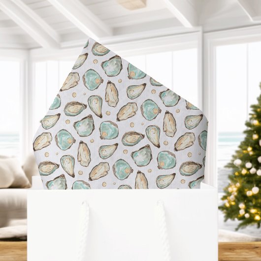 Coastal Watercolor Oyster & Pearl Pattern Tissuepapier