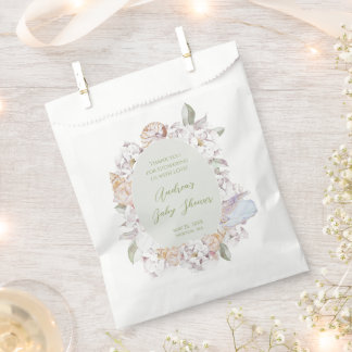 Coastal Watercolor Shells and Floral Baby Shower Bedankzakje