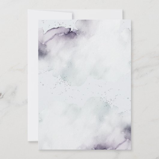 Coastal Waterverf Blauw Elegant Huwelijk Kaart (Achterkant)