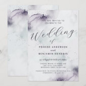 Coastal Waterverf Blauw Elegant Huwelijk Kaart (Voorkant / Achterkant)