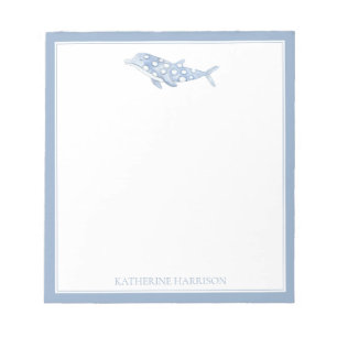 Coastal Waterverf Blue Polka Dot Dolphin Notitieblok