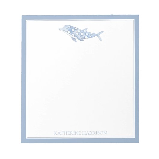 Coastal Waterverf Blue Polka Dot Dolphin Notitieblok (Voorkant)