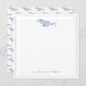 Coastal Waterverf Blue Polka Dot Dolphin Notitiekaartje (Voorkant / Achterkant)