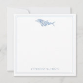 Coastal Waterverf Blue Polka Dot Dolphin Notitiekaartje (Voorkant)