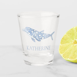 Coastal Waterverf Blue Polka Dot Dolphin Shot Glas