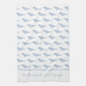 Coastal Waterverf Blue Polka Dot Dolphin Theedoek (Verticaal)