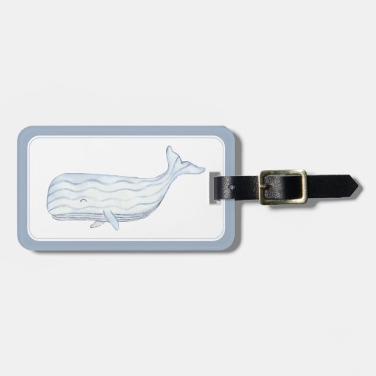 Coastal Waterverf Blue Whale gepersonaliseerd Bagagelabel (Voorkant horizontaal)