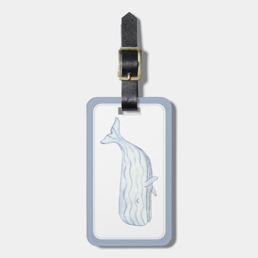 Coastal Waterverf Blue Whale gepersonaliseerd Bagagelabel (Voorkant verticaal)