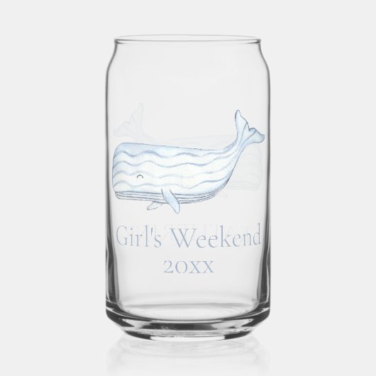 Coastal Waterverf Blue Whale gepersonaliseerd Blikvorm Glas (Achterkant)