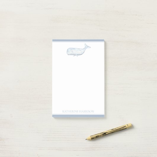 Coastal Waterverf Blue Whale gepersonaliseerd Post-it® Notes (Op bureau)