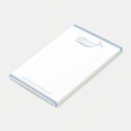 Coastal Waterverf Blue Whale gepersonaliseerd Post-it® Notes (Schuin)