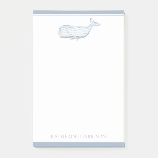 Coastal Waterverf Blue Whale gepersonaliseerd Post-it® Notes (Voorkant)