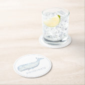 Coastal Waterverf Blue Whale gepersonaliseerd Ronde Kartonnen Onderzetter (Insitu)