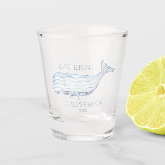 Coastal Waterverf Blue Whale gepersonaliseerd Shot Glas (Voorkant)