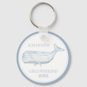 Coastal Waterverf Blue Whale gepersonaliseerd Sleutelhanger (Voorkant)