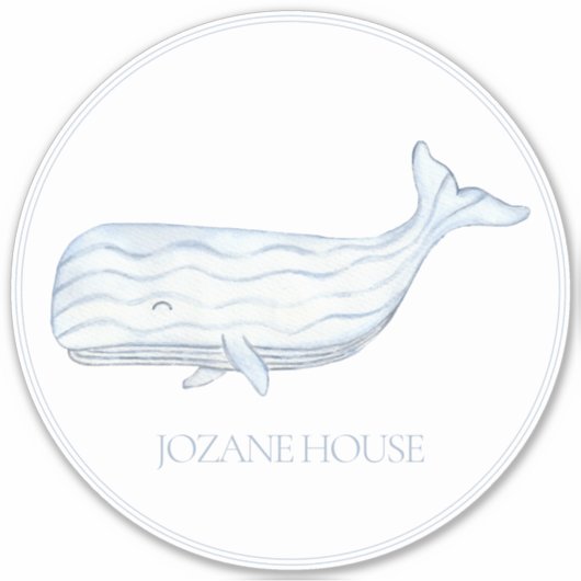 Coastal Waterverf Blue Whale gepersonaliseerd Sticker (Voorkant)
