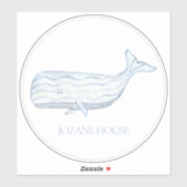 Coastal Waterverf Blue Whale gepersonaliseerd Sticker (Vel)