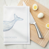 Coastal Waterverf Blue Whale gepersonaliseerd Theedoek (Quarter Fold)