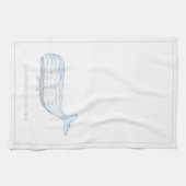 Coastal Waterverf Blue Whale gepersonaliseerd Theedoek (Horizontaal)