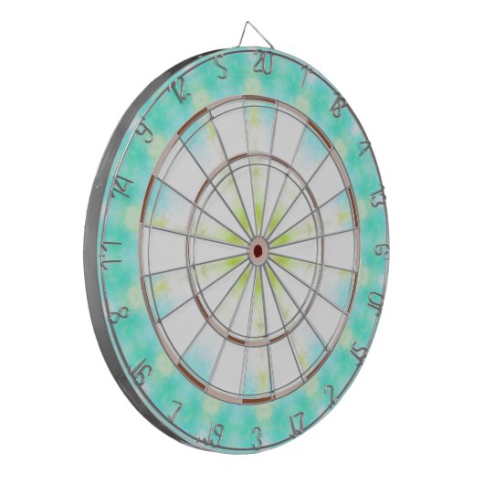 Coastal Waterverf Turquoise Tie Dye Dartbord (Voorkant Links)