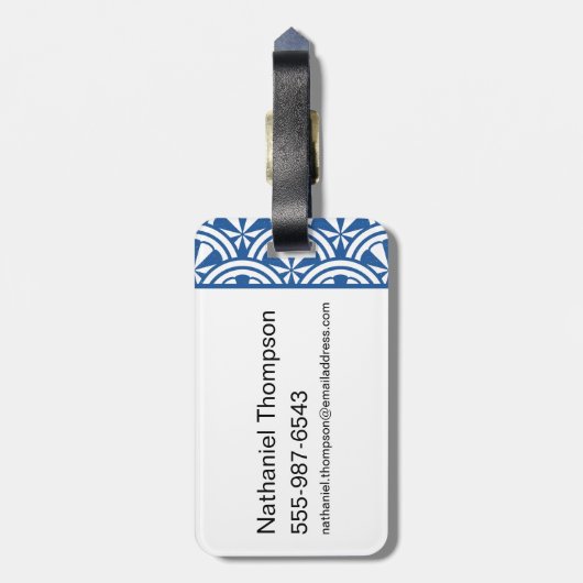 Coastal Waves Pattern - De Witte Lotus Bagagelabel (Achterkant verticaal)