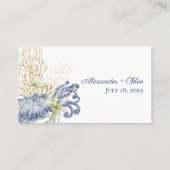 Coastal Wedding Blue & Gold Place Card Plaatskaartje (Achterkant)