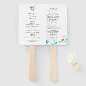 Coastal Wedding Ceremony Program Beach Tropical Handwaaier (Voorkant en achterkant)