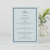 Coastal Wedding Dusty Blue Classic Menu Card Kaart (Staand voorkant)