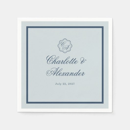 Coastal Wedding Dusty Blue Classic Napkin Servet (Voorkant)