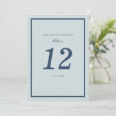 Coastal Wedding Dusty Blue Classic Table Number Kaart (Staand voorkant)