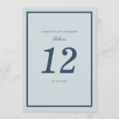 Coastal Wedding Dusty Blue Classic Table Number Kaart (Voorkant)