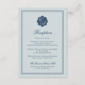 Coastal Wedding Dusty Blue Monogram Reception Informatiekaartje (Voorkant)