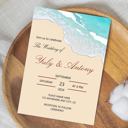 coastal wedding Invitation beach decor Kaart