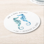Coastal Wedding Seahorse Ronde Kartonnen Onderzetter (Gebogen)