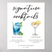 Coastal Wedding Signature Cocktails Menu Poster (Voorkant)