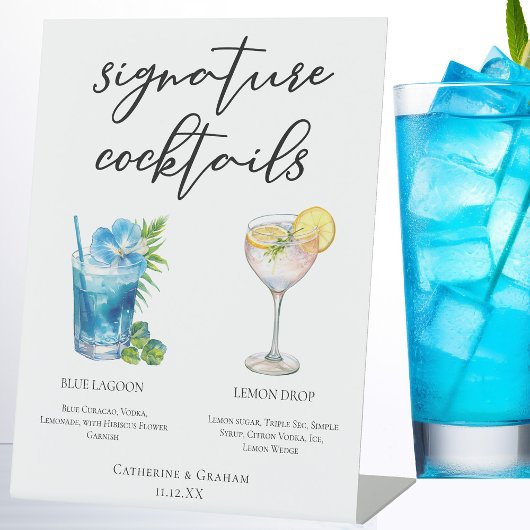 Coastal Wedding Signature Cocktails Menu Reclamebord Met Voetstuk