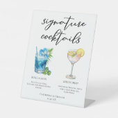 Coastal Wedding Signature Cocktails Menu Reclamebord Met Voetstuk (Voorkant)