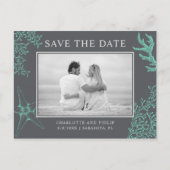 Coastal Wedding Sla de datum op Custom Photo Card Aankondigingskaart (Voorkant)
