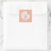 Coastal Weddingr Seahorse Stripe Vierkante Sticker (Tas)