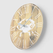 Coastal White Crab & Faux Wood Planks Grote Klok (Hoek)
