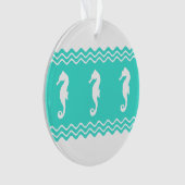 Coastal White Turquoise Ocean Seapaarden Ornament (voorkant)