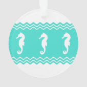 Coastal White Turquoise Ocean Seapaarden Ornament (achterkant)