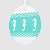 Coastal White Turquoise Ocean Seapaarden Ornament (voorkant)