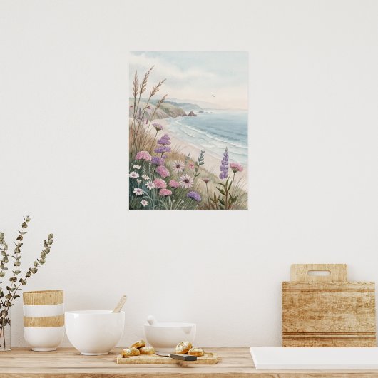 Coastal Wildflower Beach Poster (Keuken)