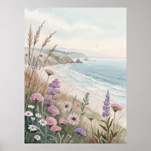 Coastal Wildflower Beach Poster (Voorkant)