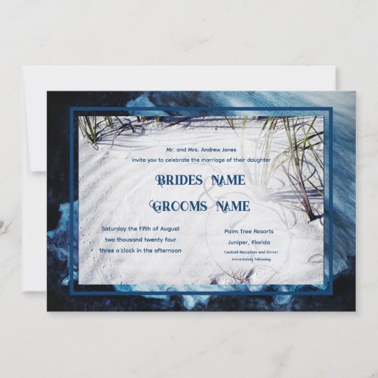 Coastal Windswept Beach Ocean Wedding Kaart (Voorkant)